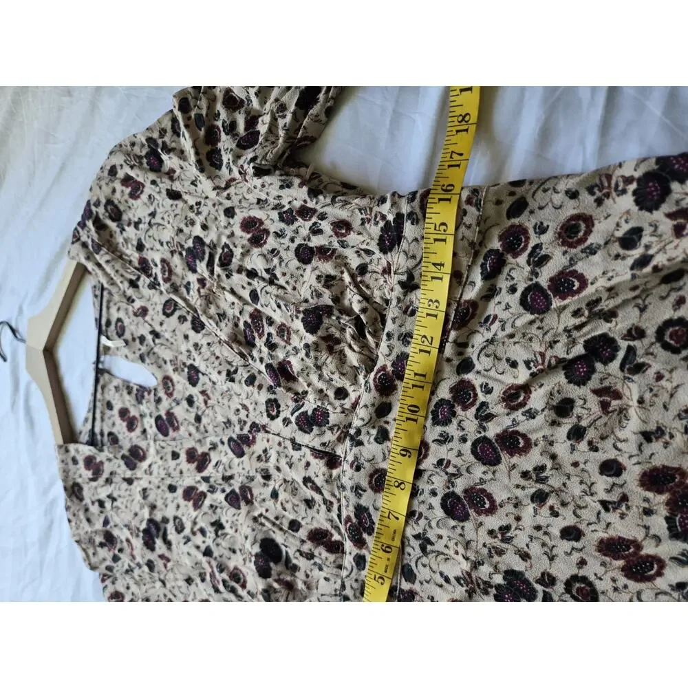 Free People Some Like It Hot Floral Bohemian Long Sleeve Jumpsuit Sz 8 Hippie